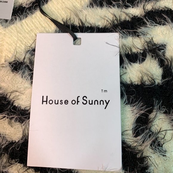 House Of Sunny Zebra Print V-Neck Jumper Heavy Long Sleeve Sweater Size 4 NWT! - Picture 7 of 13